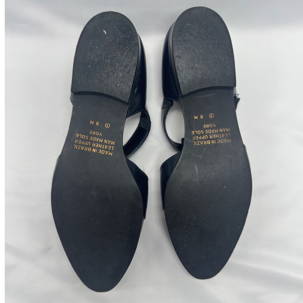 Westies T-Strap Flats Womens 8M Navy Blue Leather Linen Vintage Excellent Brazil - Picture 3 of 13